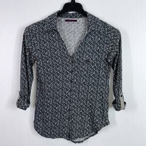 Anthropologie velvet floral print blouse size small